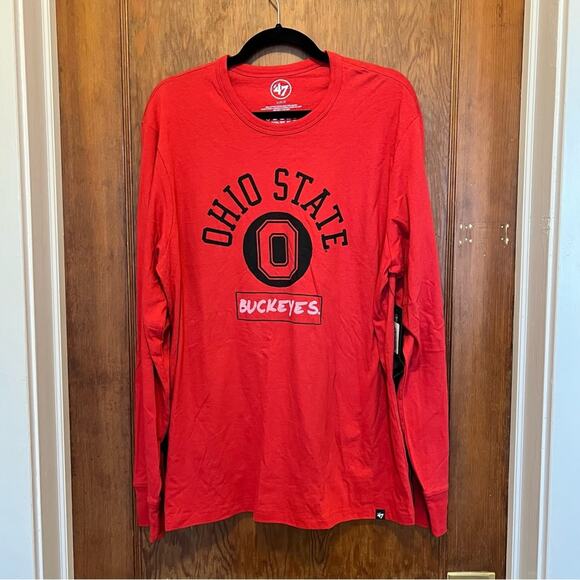'47 The Ohio State Buckeyes‎ OSU Long Sleeve T Shirt Red Scarlet Large L College - Picture 1 of 4